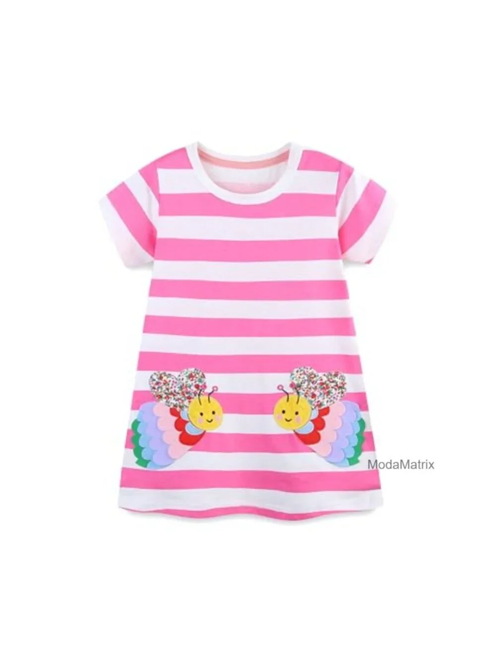 Toddler Girl Cotton Casual Sundress Short Sleeve A-Line Midi